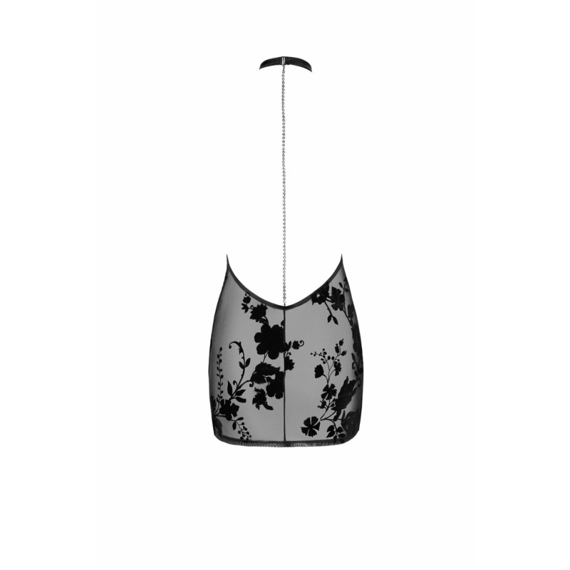 Платье Noir Handmade F313 Mythos, M, black, прозрачное, мини, открытая спина, декор из стразов