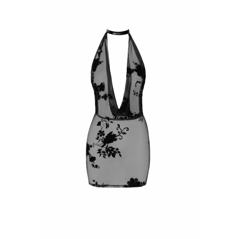 Платье Noir Handmade F313 Mythos, M, black, прозрачное, мини, открытая спина, декор из стразов