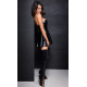 Платье Noir Handmade F308 Dreamer, M, мини, под латекс, открытые плечи, юбка клеш, молния спереди
