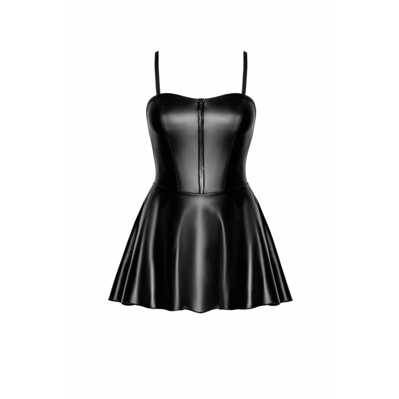 Платье Noir Handmade F308 Dreamer, M, мини, под латекс, открытые плечи, юбка клеш, молния спереди