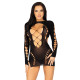 Безшовна мінісукня Leg Avenue Long sleeve cut out mini dress Black One size