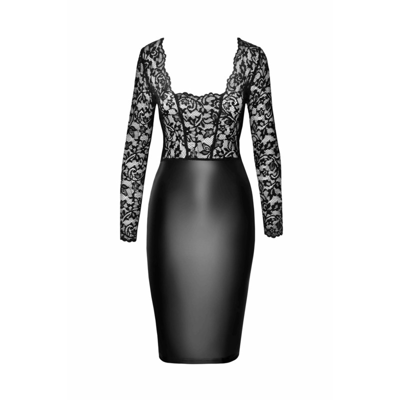 Платье Noir Handmade F295 Euphoria, XXL, black, кружево, глубокое декольте, юбка миди под латекс