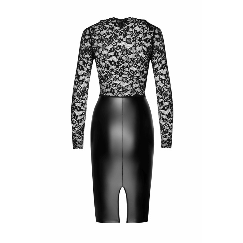 Платье Noir Handmade F295 Euphoria, XXL, black, кружево, глубокое декольте, юбка миди под латекс