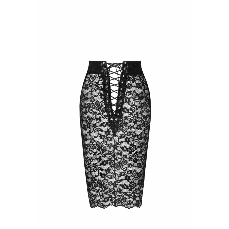 Юбка Noir Handmade F302 Ambivalence, M, black, кружево, длина за колени, шнуровка сзади