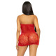 Платье-сетка со стразами Leg Avenue Rhinestone halter mini dress открытая спина, Red one size