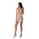 Ажурное мини-платье на тонких бретелях Passion BS096 One Size, white, плетение на груди