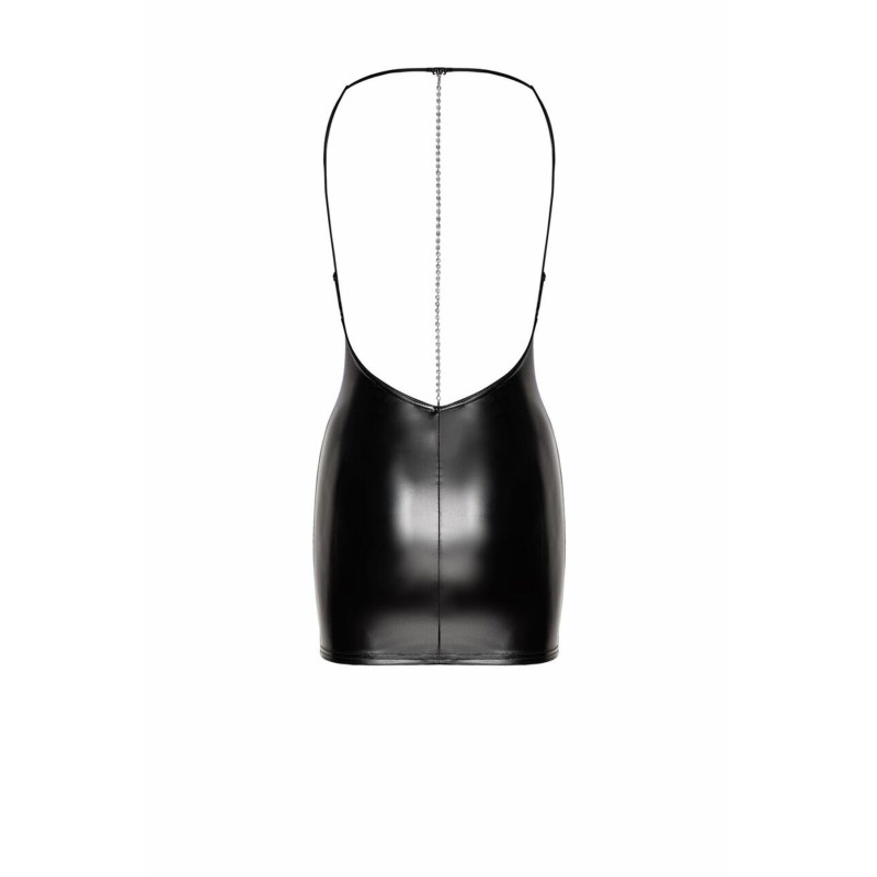 Платье Noir Handmade F307 Mirage, S, black, мини, под латекс, открытая спина, декор из стразов