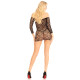 Платье-сетка с сердечками Leg Avenue Heart net mini dress Black, завязки, открытые плечи, One Size