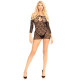 Платье-сетка с сердечками Leg Avenue Heart net mini dress Black, завязки, открытые плечи, One Size