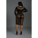 Сукня-бодістокінг Moonlight Plus Model 03 Black XL-XXXL, міді, довгий рукав