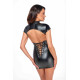 Платье Noir Handmade F309 Fantasy, XL, black, мини, под латекс, короткий рукав, шнуровка сзади