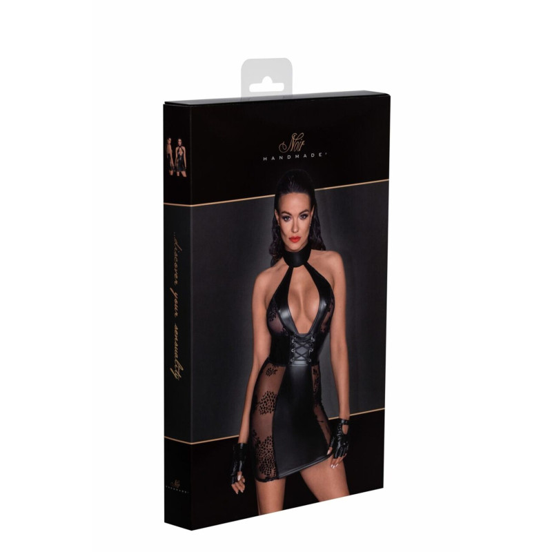 Платье Noir Handmade F238 Short tulle dress with powerwetlook inserts, S