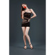 Мінісукня на одне плече Moonlight Model 12 Black XS-L, вертикальна бахрома