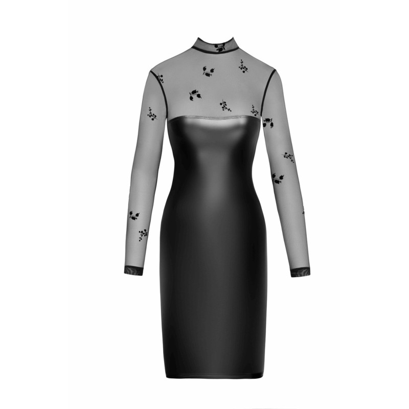 Платье Noir Handmade F310 Sublime, XXL, black, миди, мокрый эффект, верх — сетка, длинный рукав