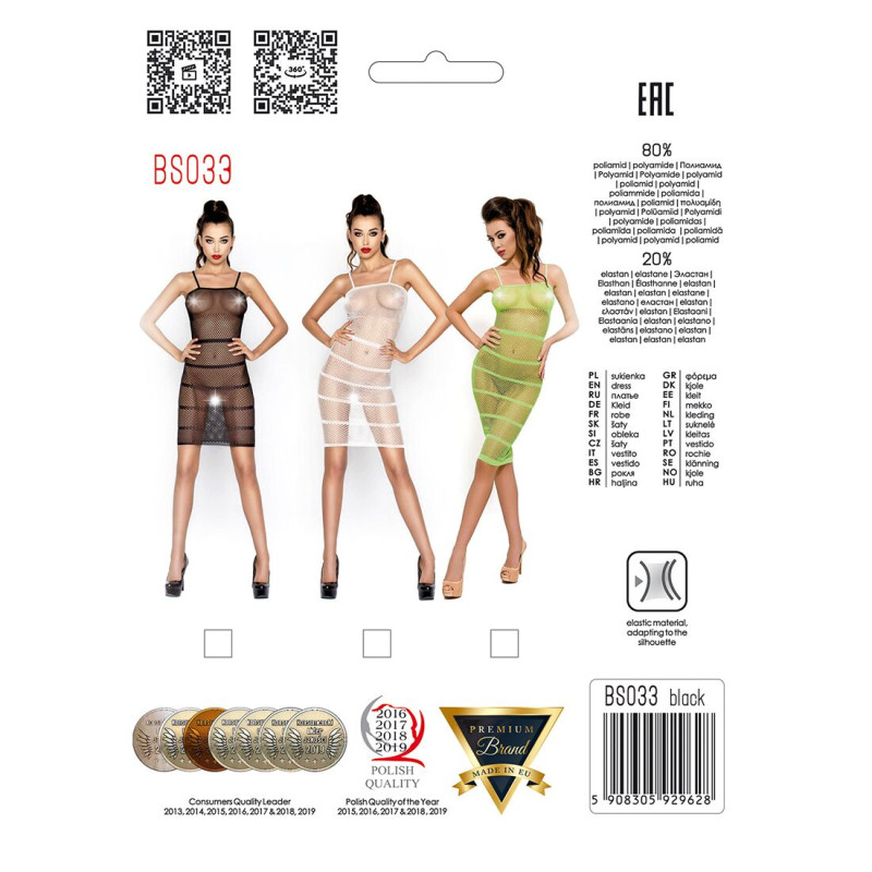 Платье Passion BS033 white, платье-сетка на бретелях, прозрачное