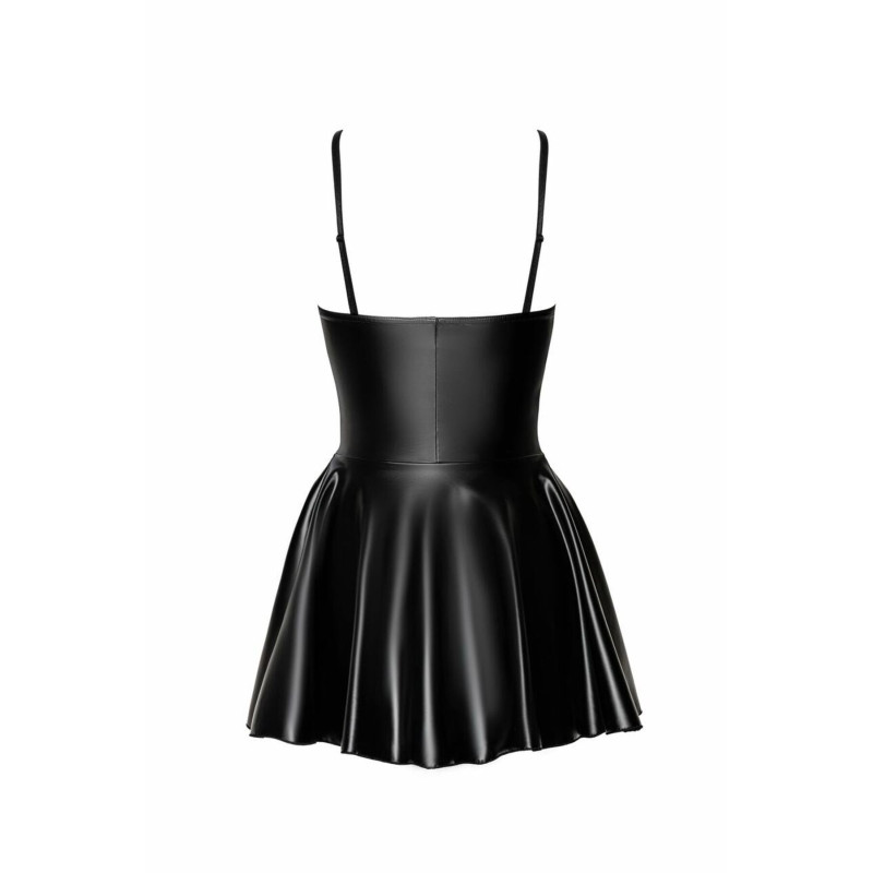 Платье Noir Handmade F308 Dreamer, L, мини, под латекс, открытые плечи, юбка клеш, молния спереди