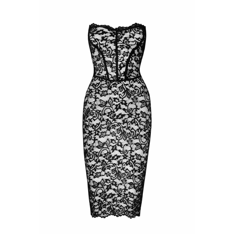 Платье Noir Handmade F301 Catalyst, S, black, миди, кружево, открытые плечи, шнуровка на спине