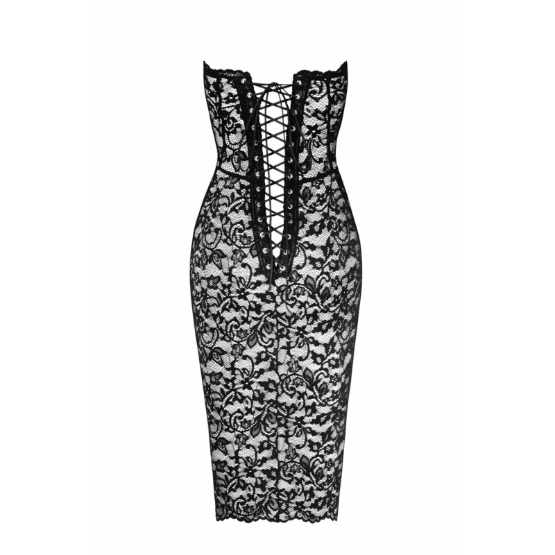 Платье Noir Handmade F301 Catalyst, S, black, миди, кружево, открытые плечи, шнуровка на спине
