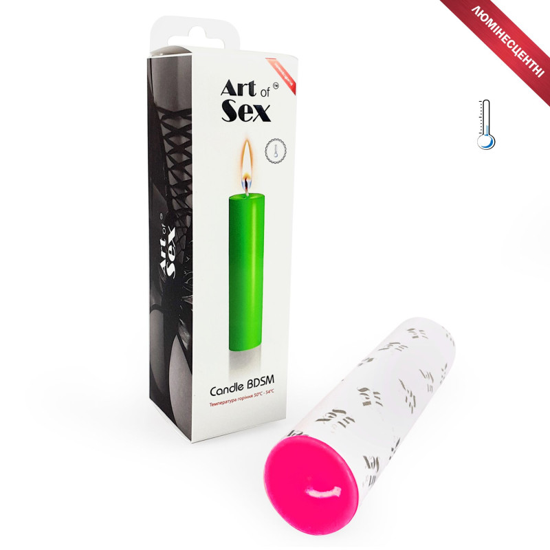 Свічка воскова Art of Sex size M 15 см низькотемпературна, люмінесцентна Рожева