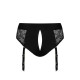 Кружевные трусы для страпона с подвязками для чулок Strap-On-Me DIVA HARNESS L