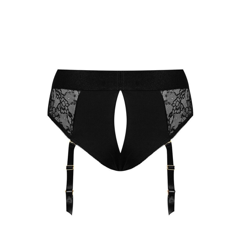 Кружевные трусы для страпона с подвязками для чулок Strap-On-Me DIVA HARNESS S