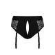Кружевные трусы для страпона с подвязками для чулок Strap-On-Me DIVA HARNESS S