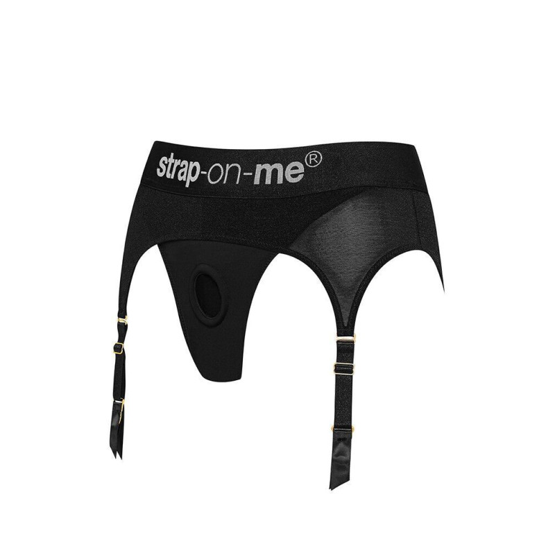 Трусики для страпона з підв’язками для панчіх Strap-On-Me REBEL HARNESS - XS