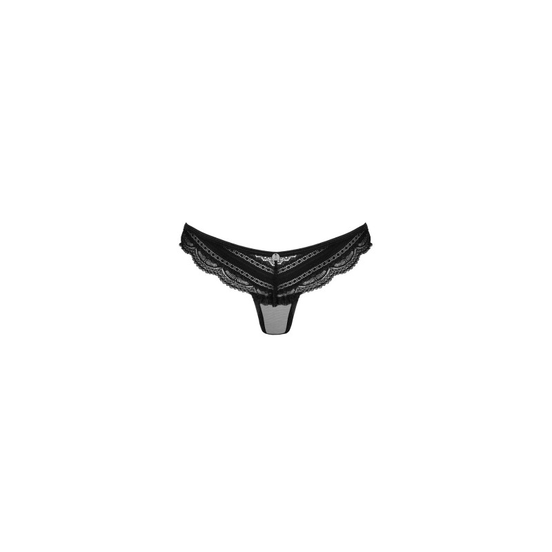 Полупрозрачные трусики с подвеской Obsessive Ivannes panties черные S/M