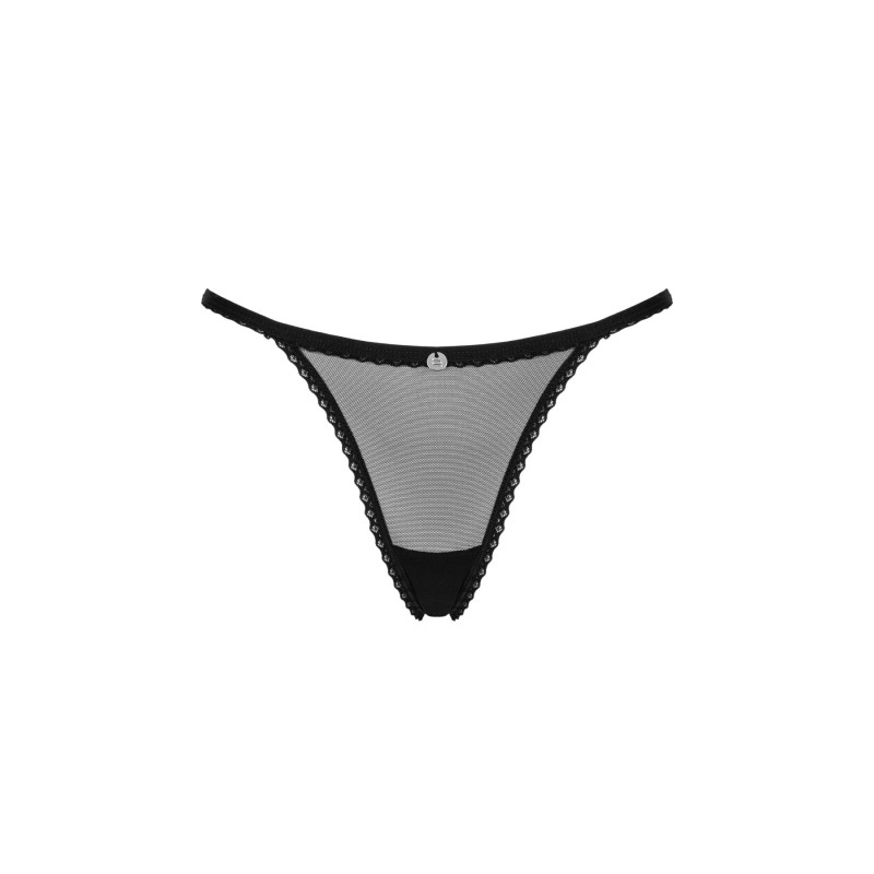 Прозрачные стринги с кружевом Obsessive Celia Noir thong черные XS/S
