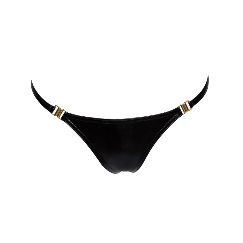 Трусики с мокрым эффектом Noir Handmade P008 Powerwetlook panty with gold clasp, 3XL, на застежках