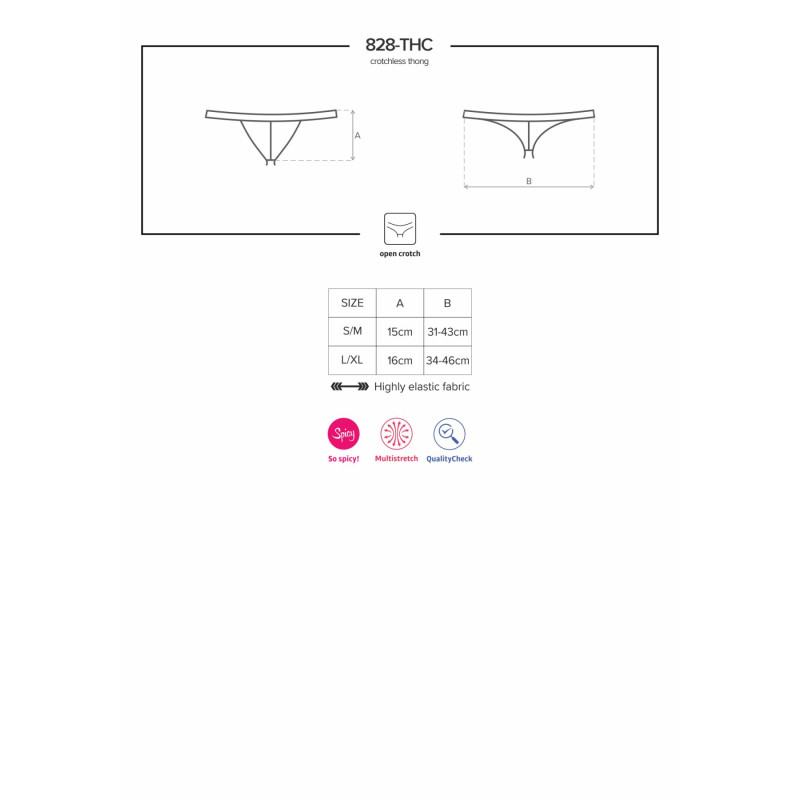 Кружевные танги с доступом Obsessive 828-THC-1 crotchless thong черные S/M