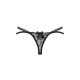 Трусики-стринги Obsessive Blomentis thong, M/L, черные, кружевные, боковинки — двойные полосочки