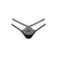 Трусики-стринги Obsessive Blomentis thong, M/L, черные, кружевные, боковинки — двойные полосочки