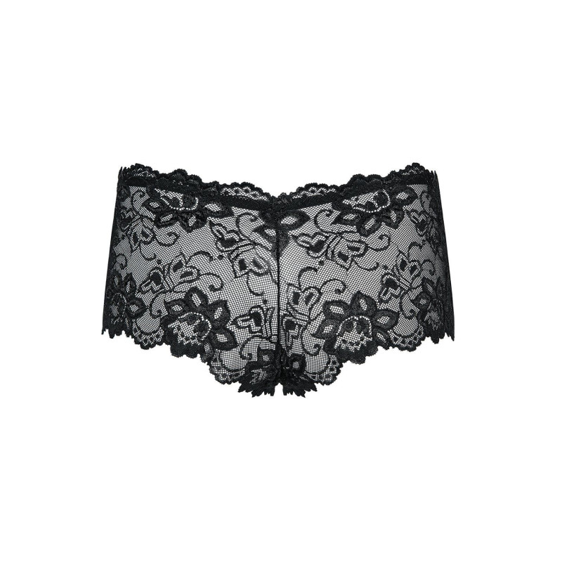 Кружевные трусики-шортики Obsessive Idillia shorties black L/XL