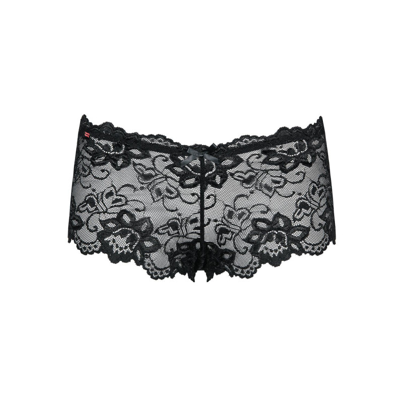 Кружевные трусики-шортики Obsessive Idillia shorties black L/XL