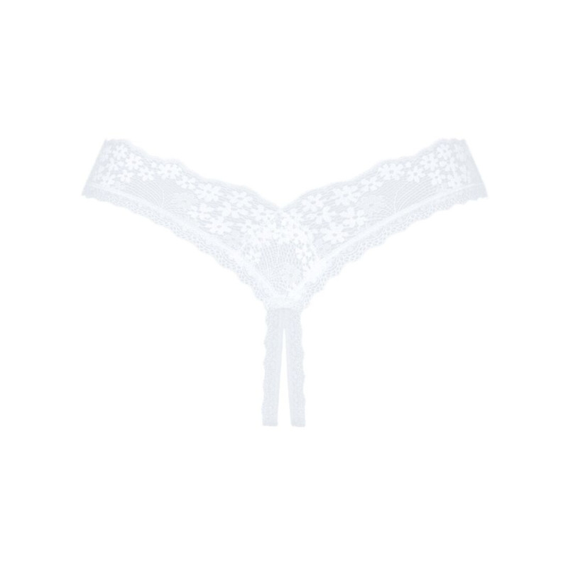 Кружевная танга Obsessive Heavenlly crotchless thong XS/S, с доступом