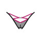 Трусики-стринги Obsessive Novenes crotchless thong, XS/S, сетка, стрепы, украшение со стразами, откр