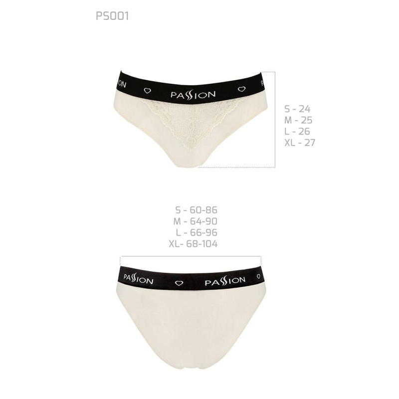 Трусики с широкой резинкой и кружевом Passion PS001 PANTIES XL, ecru