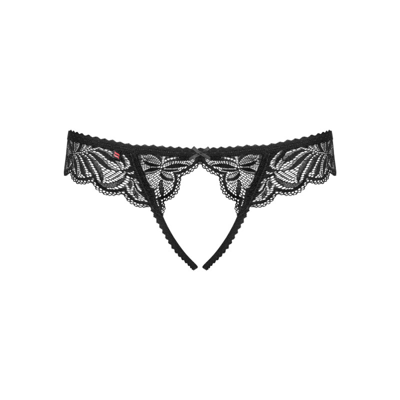 Кружевные танга с доступом Obsessive Contica crothchles thong черные L/XL