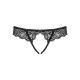 Кружевные танга с доступом Obsessive Contica crothchles thong черные L/XL