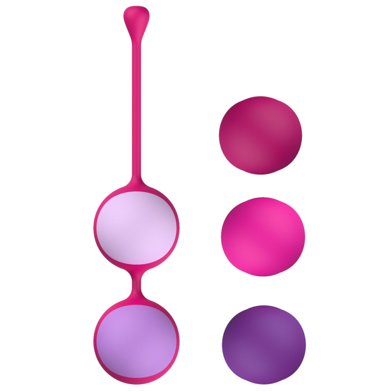 Вагінальні кульки Liebe Kewos — Cerise/Candy Violet, 5 кульок у комплекті, 15, 25, 35, 45 та 55 г