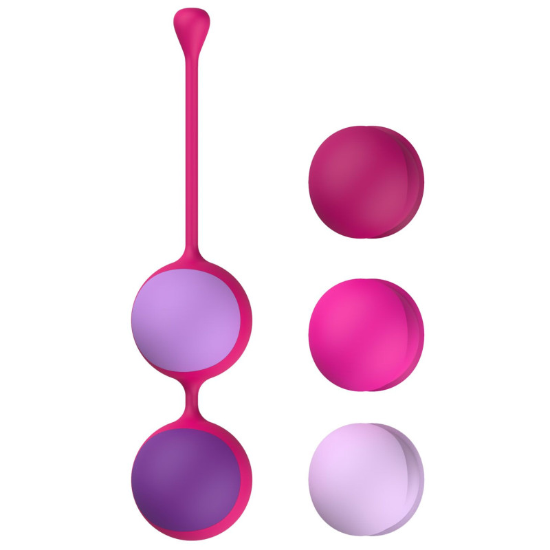 Вагінальні кульки Liebe Kewos — Cerise/Candy Violet, 5 кульок у комплекті, 15, 25, 35, 45 та 55 г