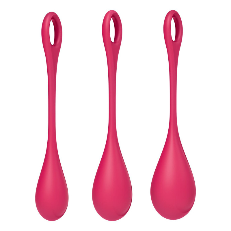 Набор йони бусин Satisfyer Yoni Power 1, диаметр 2-2,5-3 см, вес 22-46-74 гр Красный