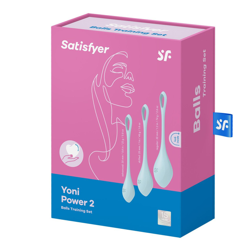 Набір йоні намистин Satisfyer Yoni Power 2, діаметр 2-2,5-3 см, вага 22-44-73 гр Блакитний