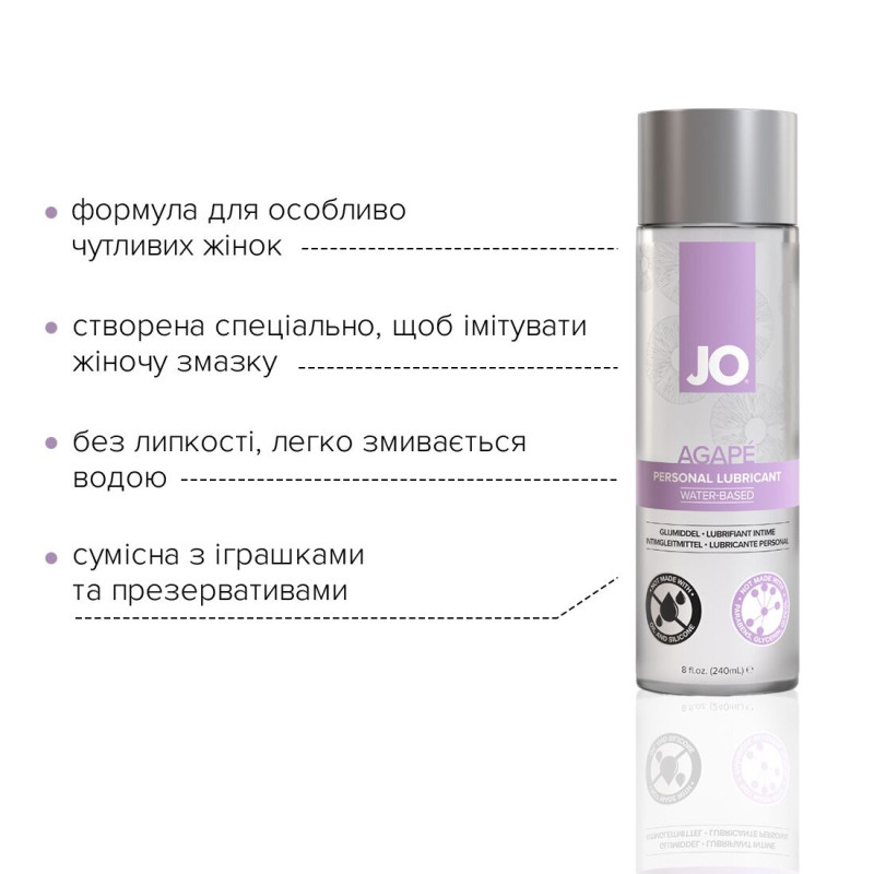 Смазка на водной основе JO AGAPE - ORIGINAL (240 мл) без глицерина, гликоля и парабенов