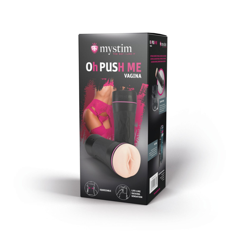 Мастурбатор-вагина Mystim O(h) PUSH ME Vagina, можно сжимать и регулировать вакуум