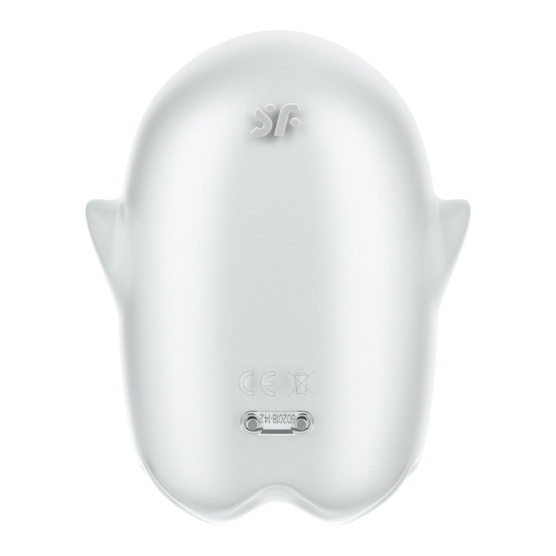 Вакуумный клиторальный стимулятор с вибрацией Satisfyer Glowing Ghost White, светящийся в темноте