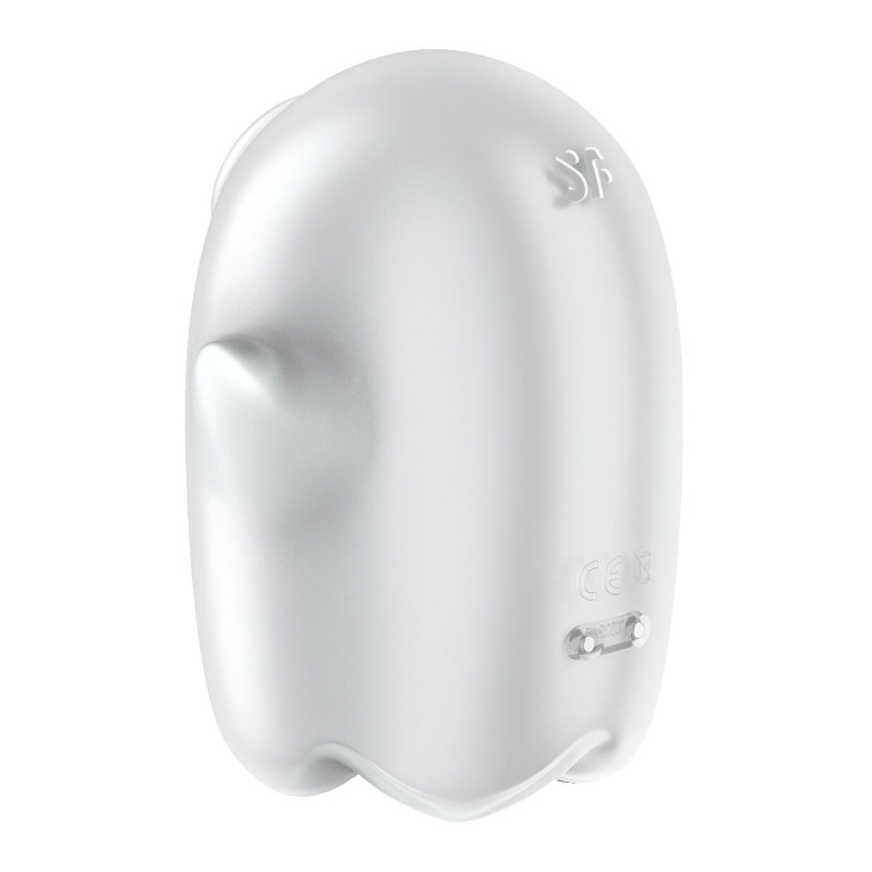 Вакуумный клиторальный стимулятор с вибрацией Satisfyer Glowing Ghost White, светящийся в темноте
