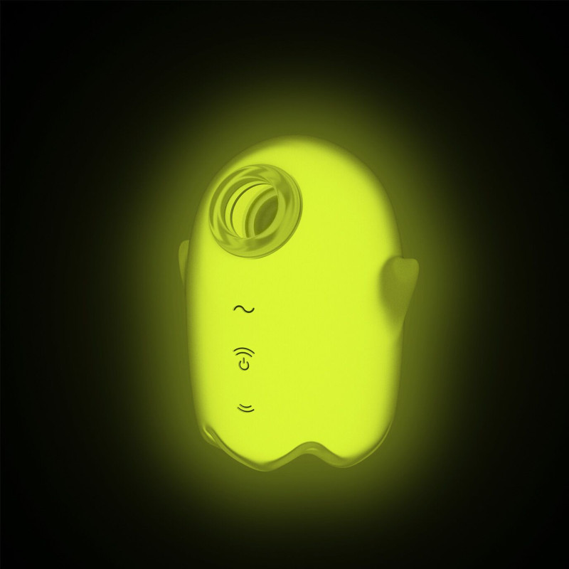 Вакуумный клиторальный стимулятор с вибрацией Satisfyer Glowing Ghost Yellow, светящийся в темноте