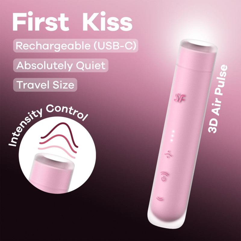 Вакуумный стимулятор Satisfyer First Kiss, технология 3D Air Pulse, 30 режимов, двойной силикон